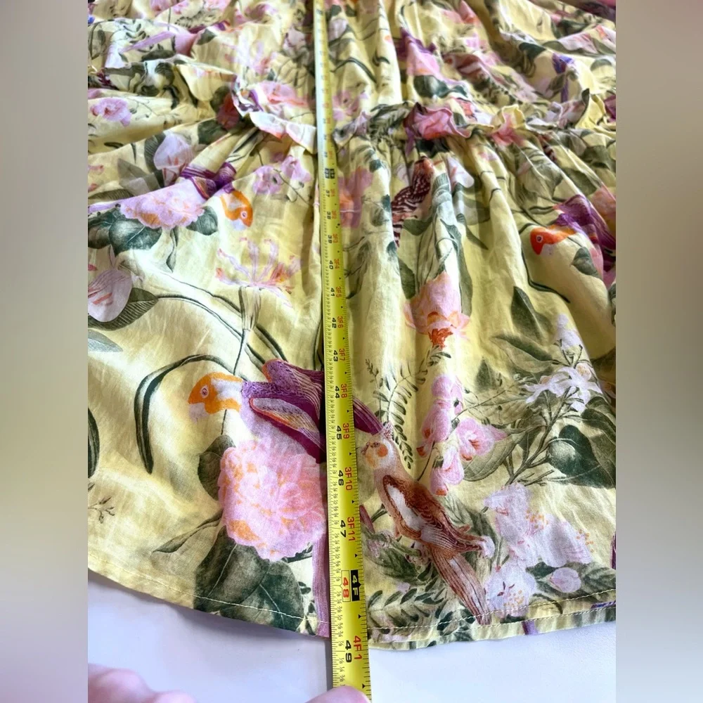 Cara Cara Midi Yellow Harbour Island Dress In Tropical Birds SMALL - Picture 15 of 16